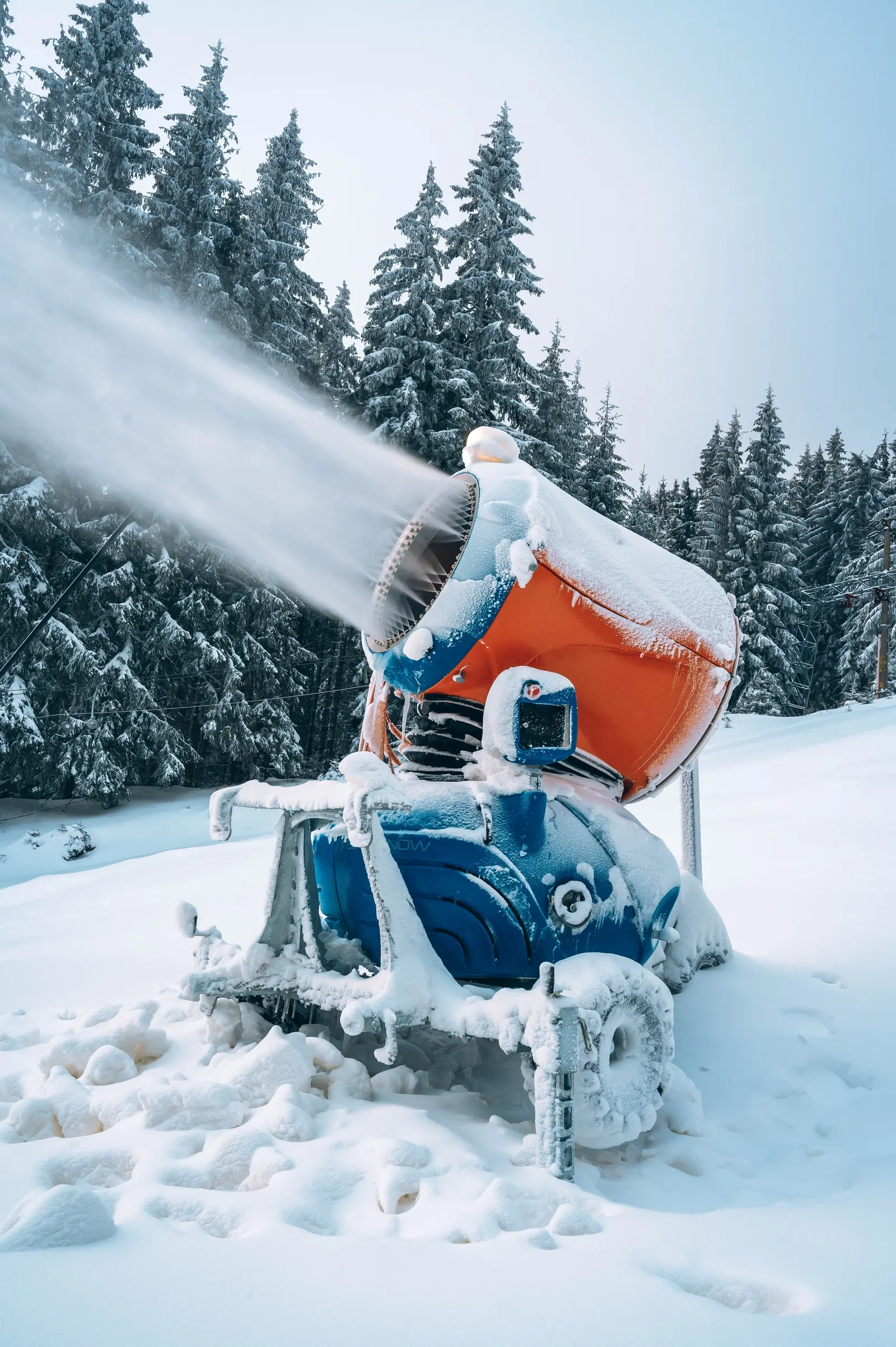 Snow cannon making snow